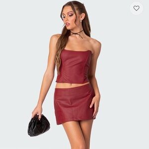Edikted Aster Faux Leather Mini Skirt